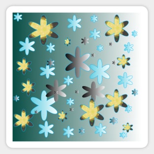 Abstract Turquoise Star and Flower Pattern Sticker